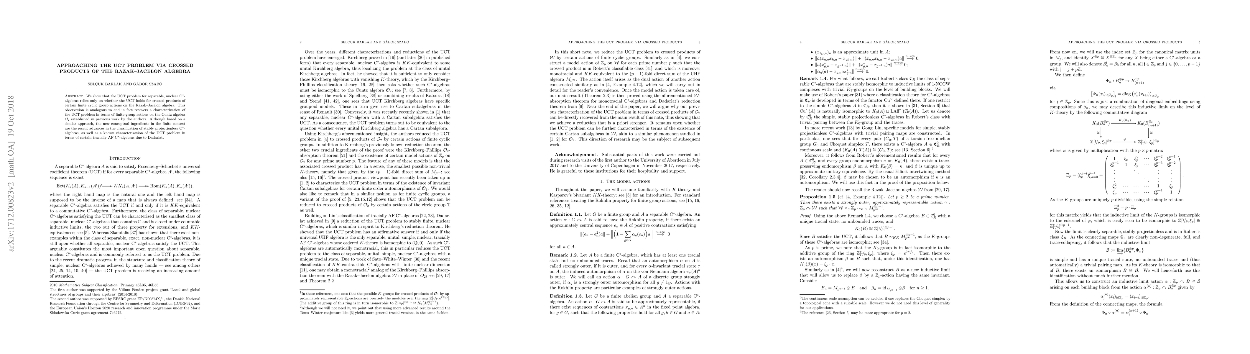 Thumbnail for Approaching the UCT problem via crossed products of the Razak-Jacelon
  algebra