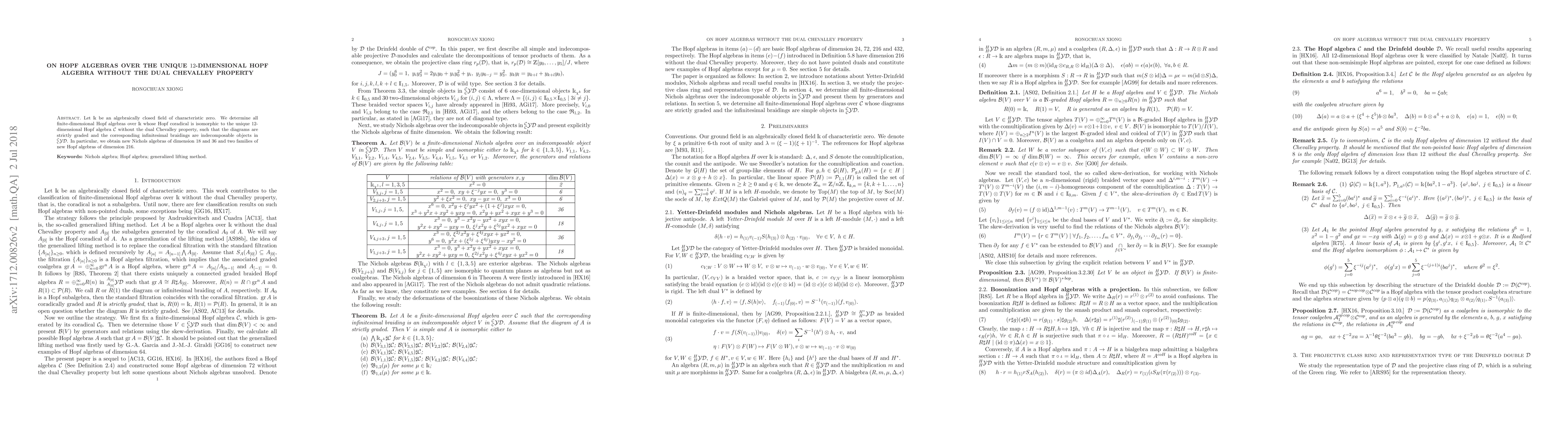 Thumbnail for On Hopf algebras over the unique $12$-dimensional Hopf algebra without
  the dual Chevalley property