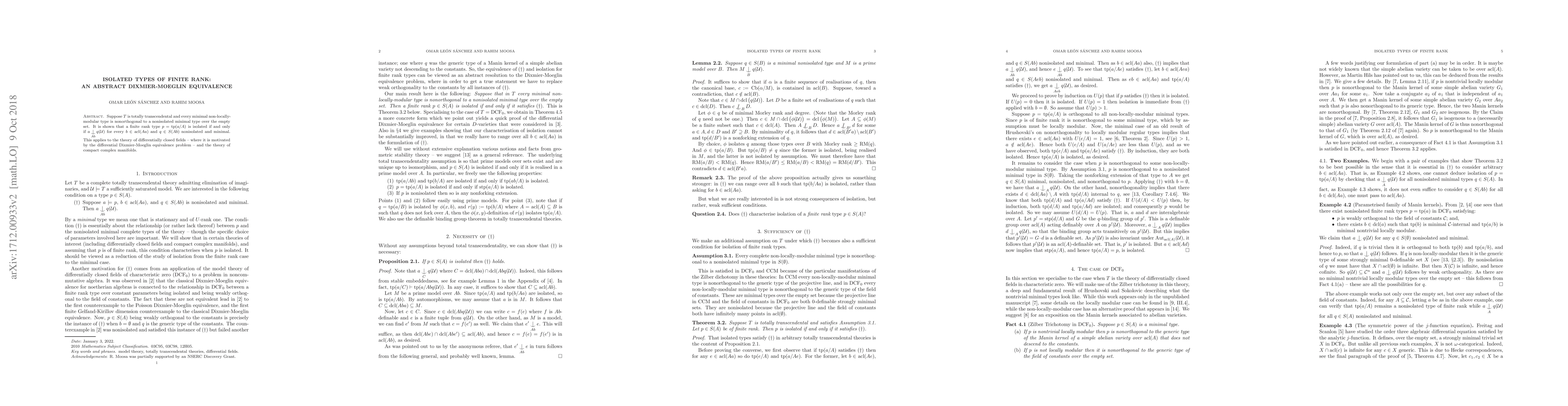 Thumbnail for Isolated types of finite rank: an abstract Dixmier-Moeglin equivalence