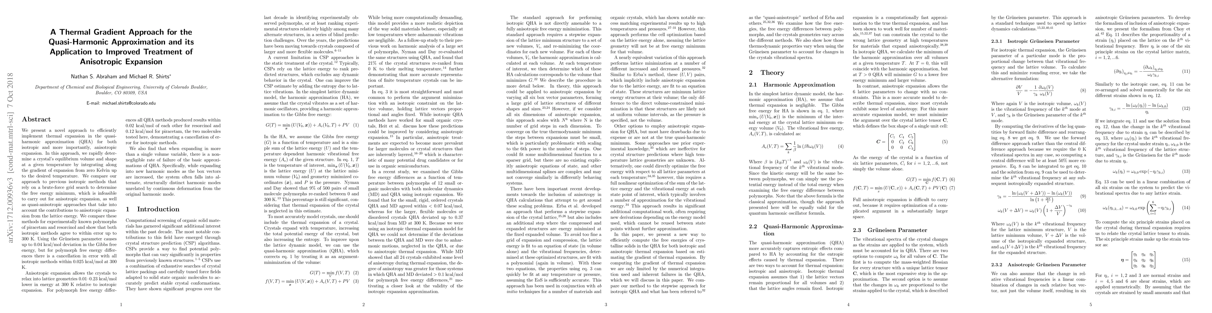 Thumbnail for A Thermal Gradient Approach for the Quasi-Harmonic Approximation and its
  Application to Improved Treatment of Anisotropic Expansion