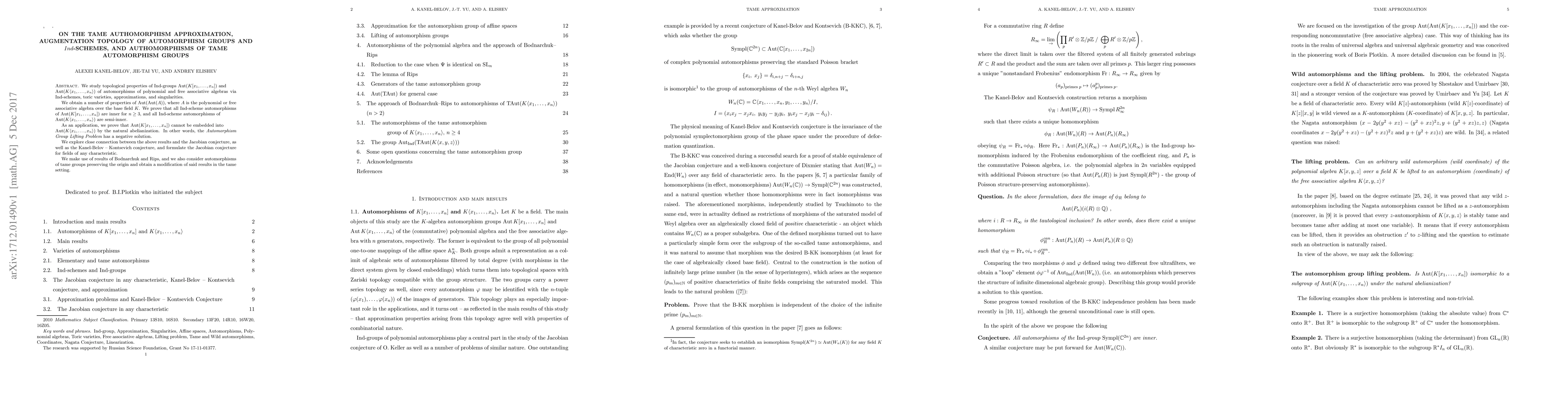 Thumbnail for On the tame authomorphism approximation, augmentation Topology of
  Automorphism Groups and $Ind$-schemes, and authomorphisms of tame
  automorphism groups