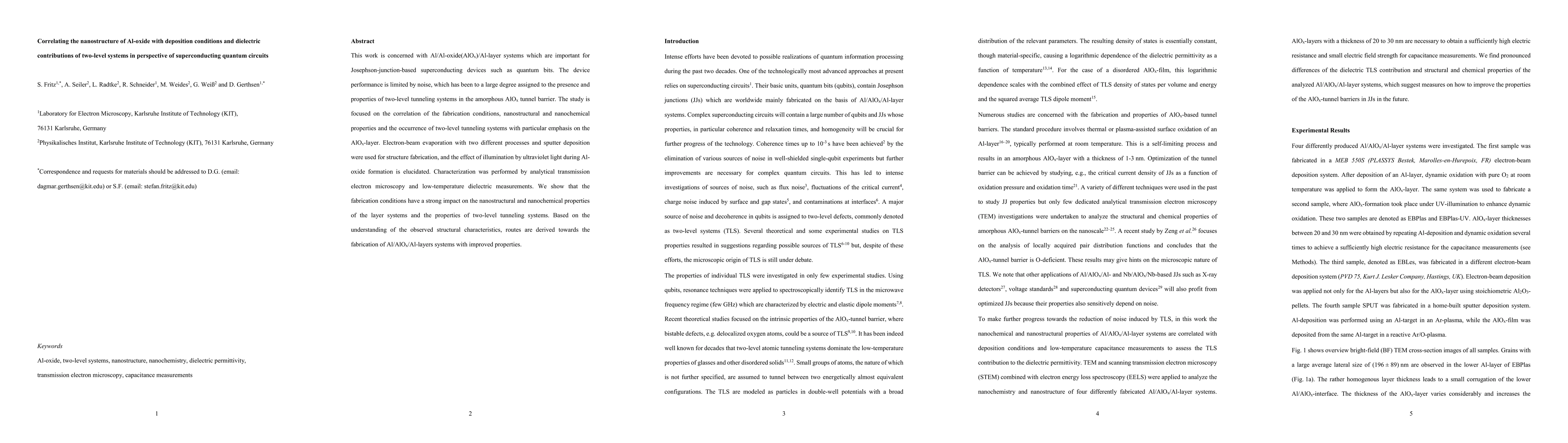 Thumbnail for Correlating the nanostructure of Al-oxide with deposition conditions and
  dielectric contributions of two-level systems in perspective of
  superconducting quantum circuits