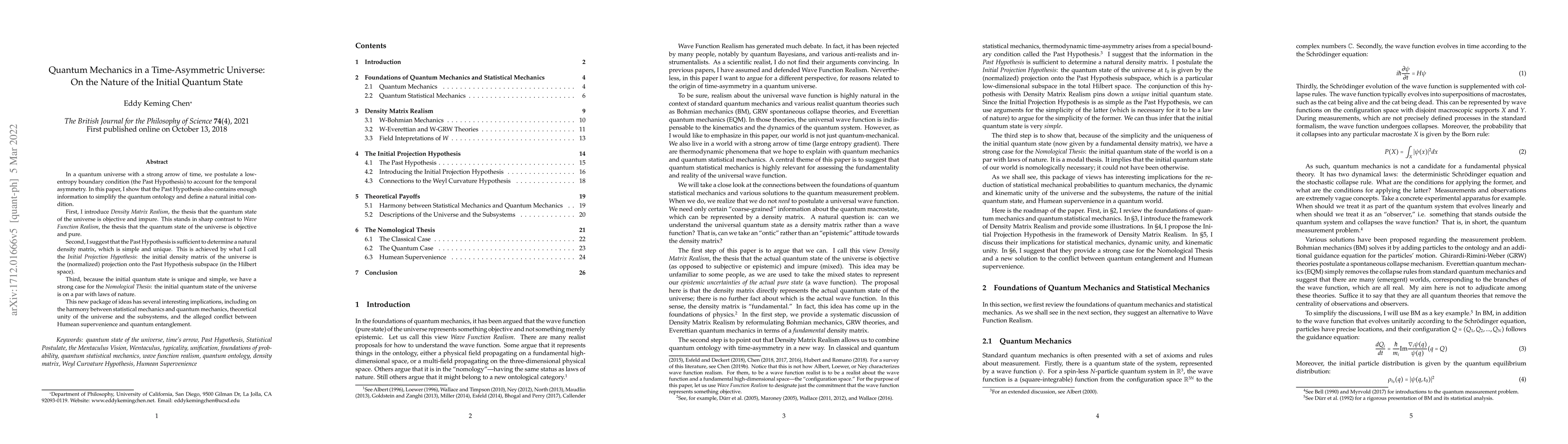 Thumbnail for Quantum Mechanics in a Time-Asymmetric Universe: On the Nature of the
  Initial Quantum State