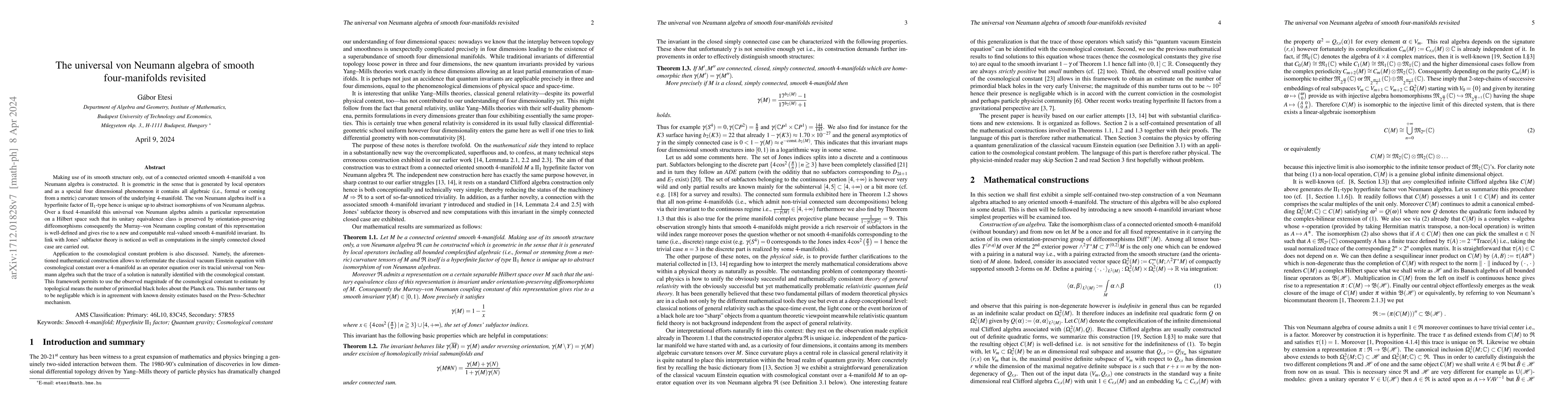 Thumbnail for The universal von Neumann algebra of smooth four-manifolds revisited