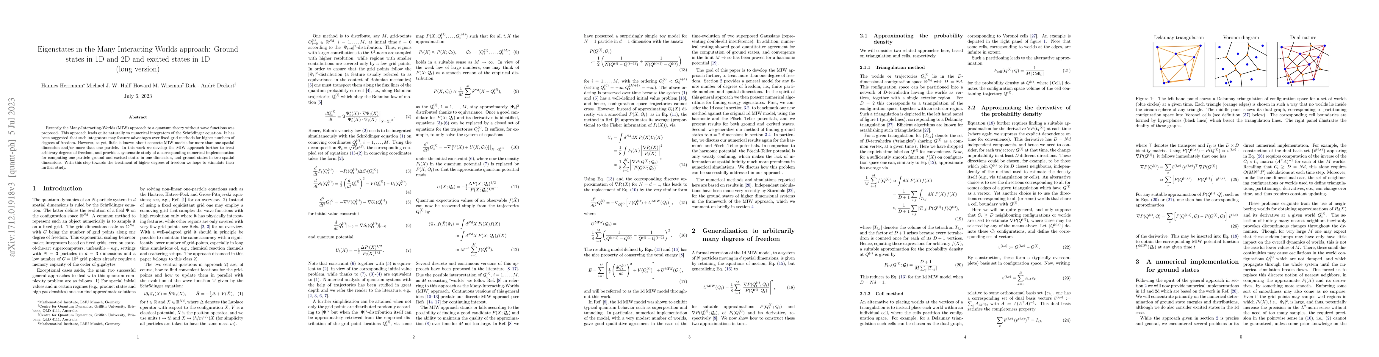 Thumbnail for Eigenstates in the Many Interacting Worlds approach: Ground states in 1D
  and 2D and excited states in 1D (long version)