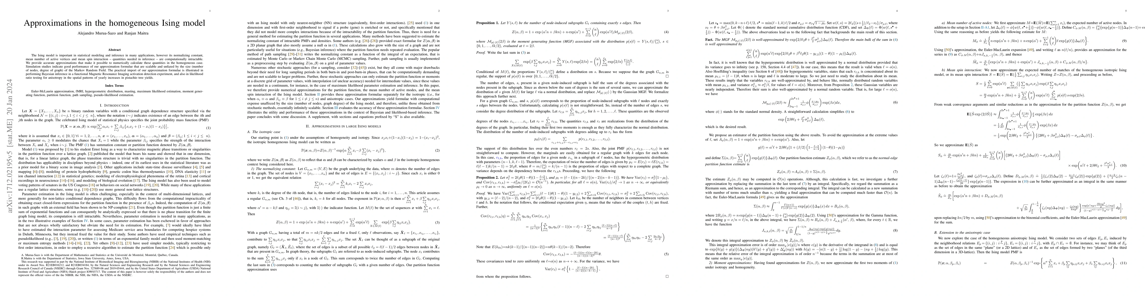 Thumbnail for Approximations in the homogeneous Ising model