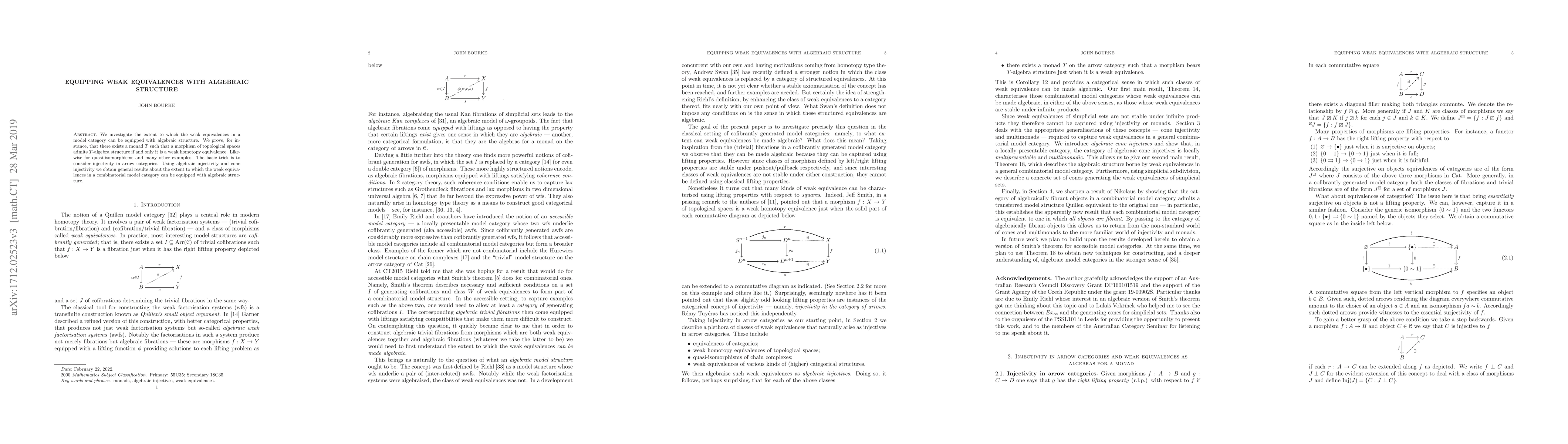 Thumbnail for Equipping weak equivalences with algebraic structure