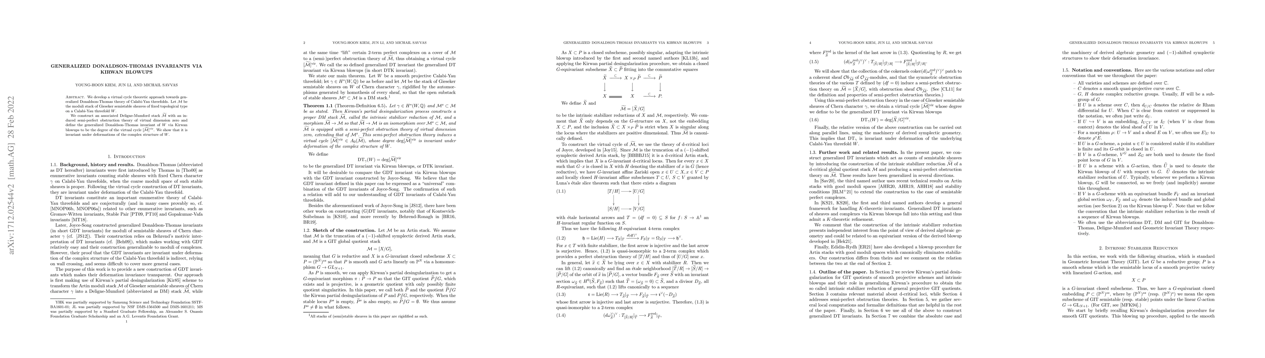 Thumbnail for Generalized Donaldson-Thomas Invariants via Kirwan Blowups