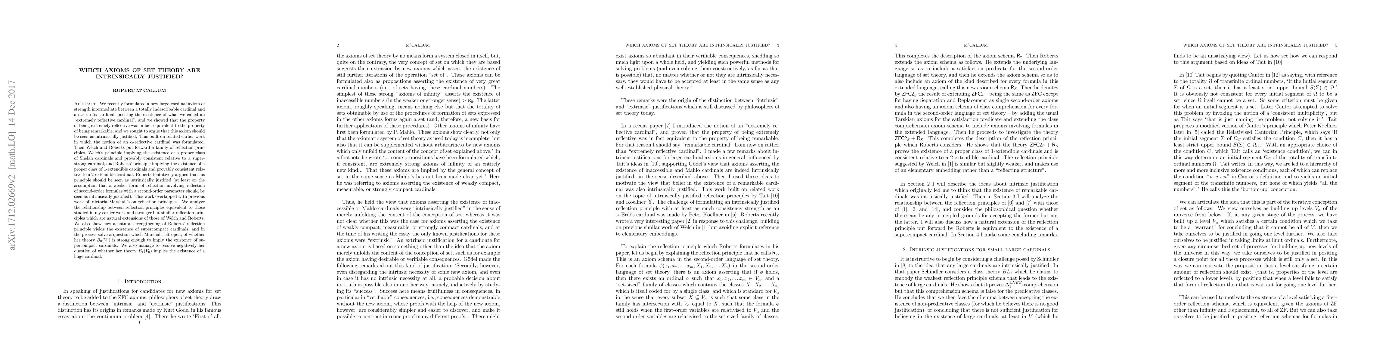 Thumbnail for Which axioms of set theory are intrinsically justified?