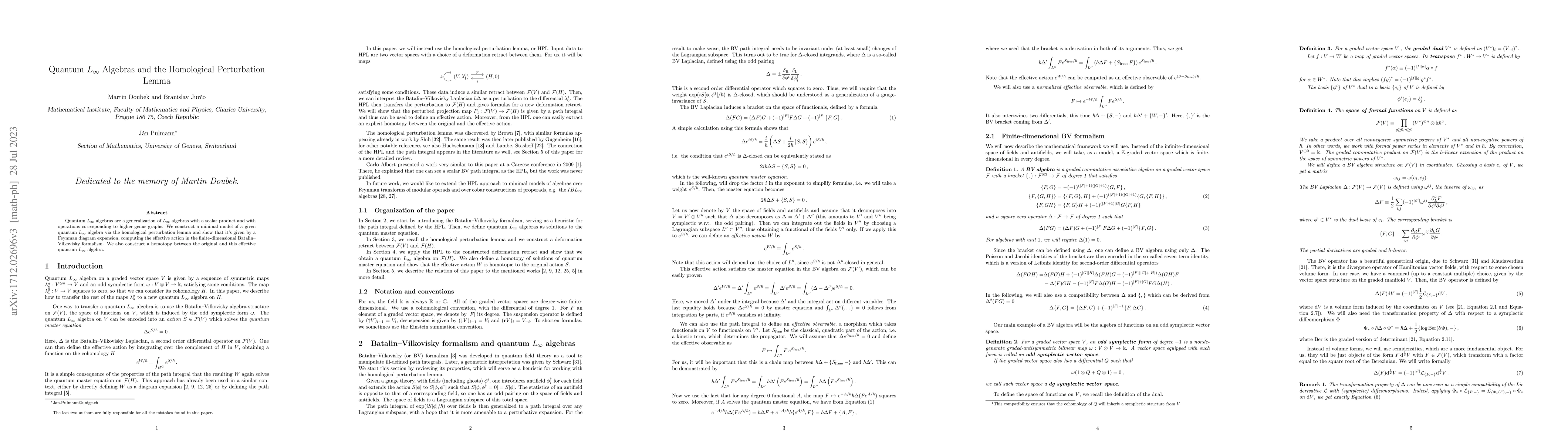 Thumbnail for Quantum $L_\infty$ Algebras and the Homological Perturbation Lemma