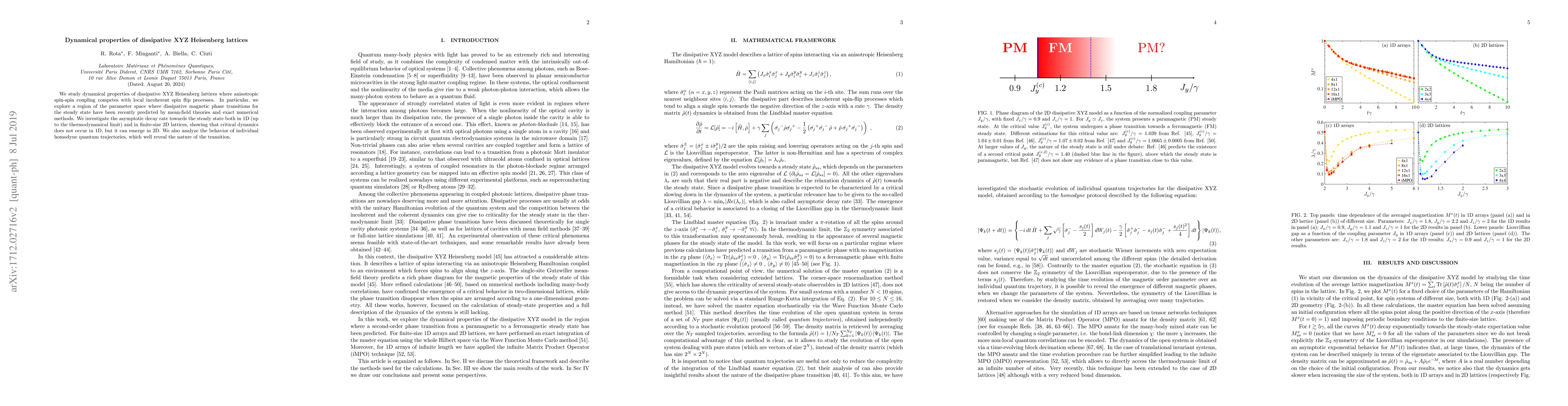 Thumbnail for Dynamical properties of dissipative XYZ Heisenberg lattices