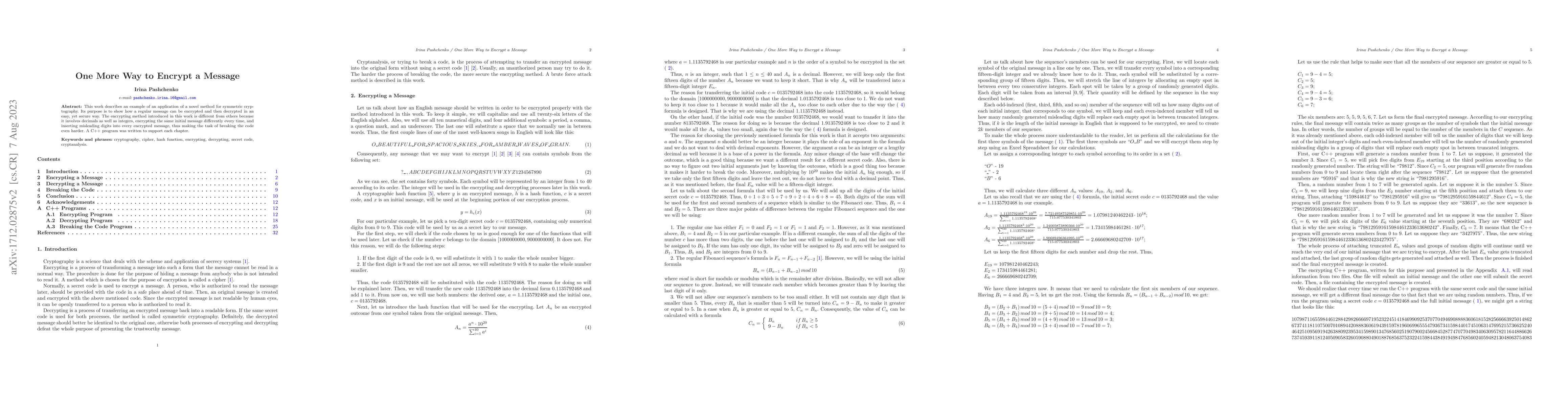 Thumbnail for One More Way to Encrypt a Message