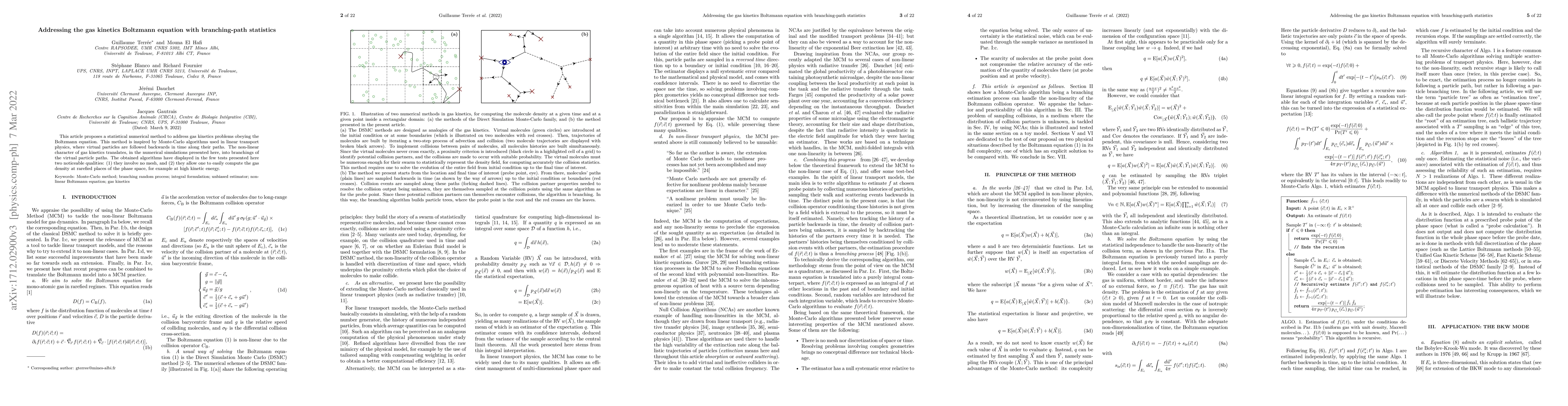 Thumbnail for Addressing the gas kinetics Boltzmann equation with branching-path
  statistics