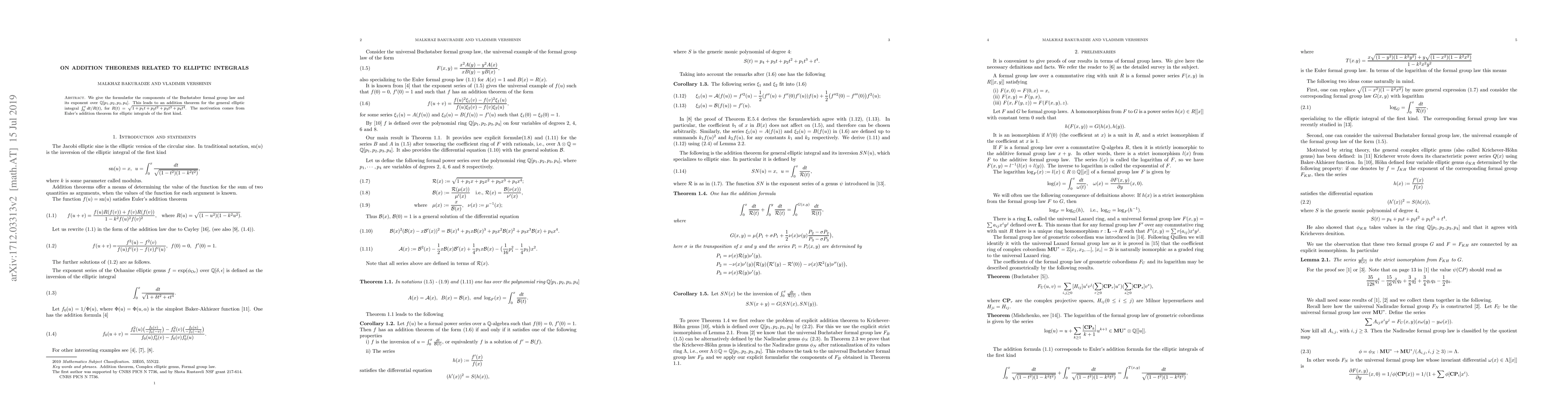 Thumbnail for On addition theorems related to elliptic integrals