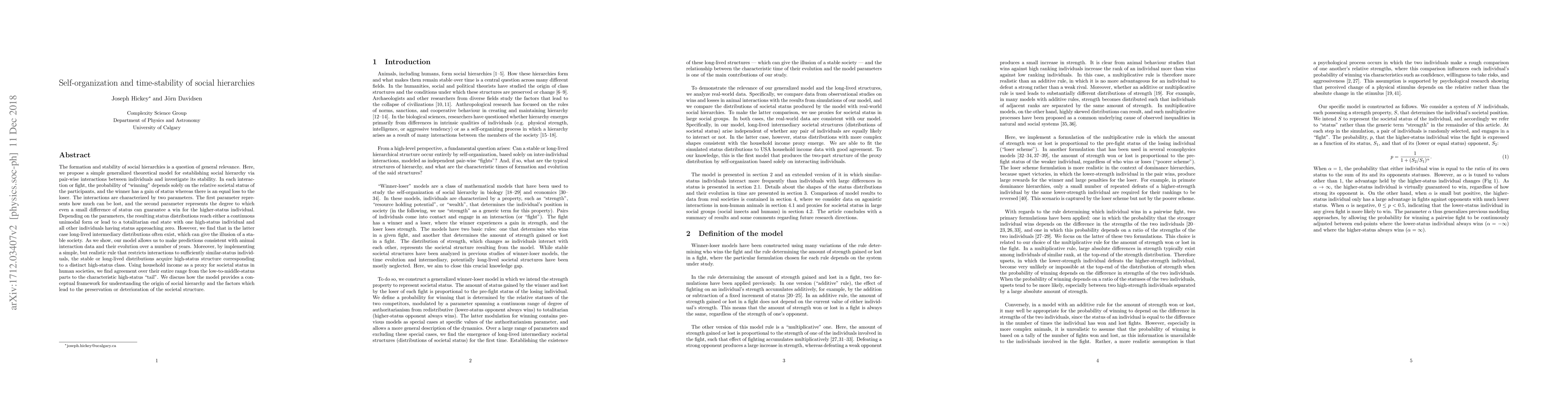 Thumbnail for Self-organization and time-stability of social hierarchies