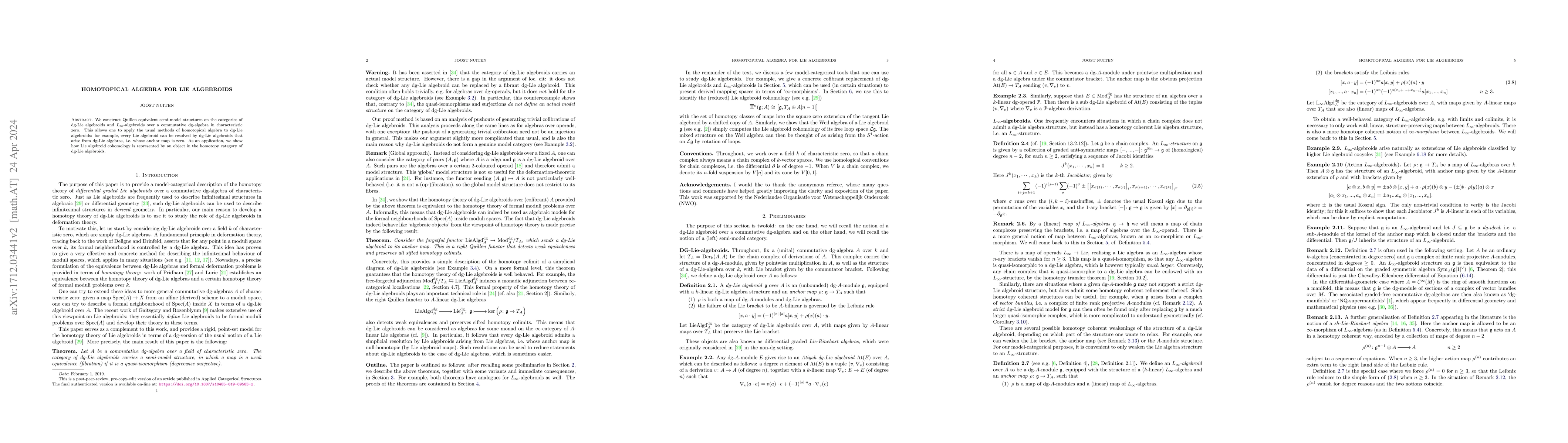 Thumbnail for Homotopical algebra for Lie algebroids