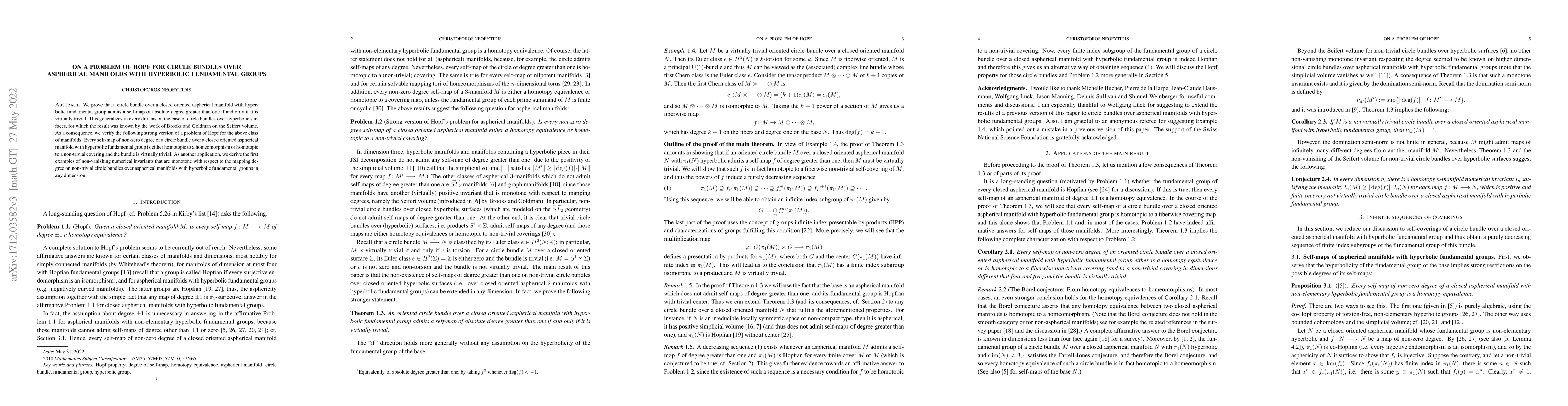 Thumbnail for On a problem of Hopf for circle bundles over aspherical manifolds with
  hyperbolic fundamental groups