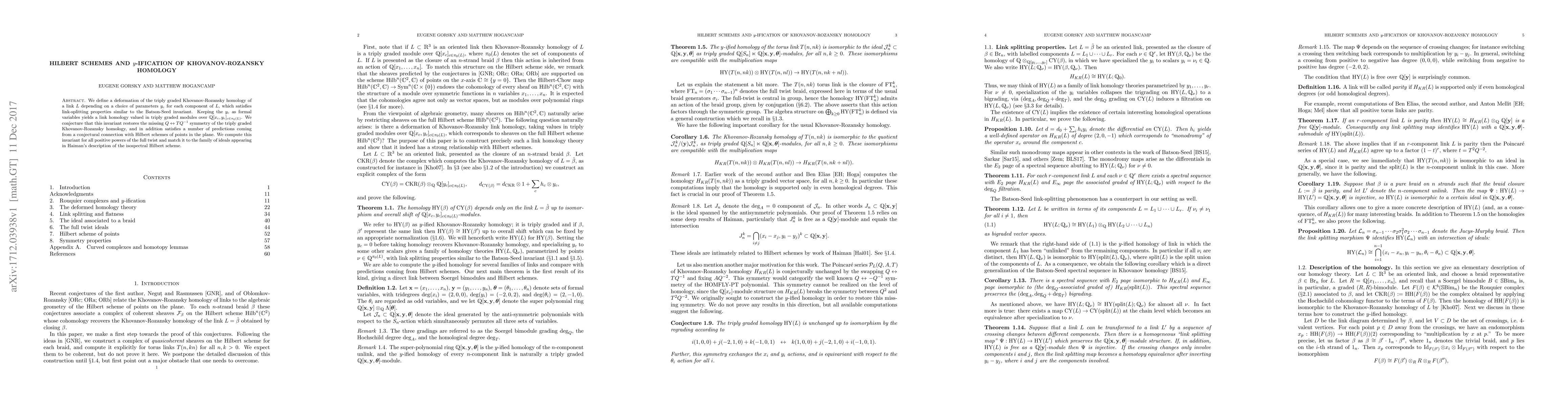 Thumbnail for Hilbert schemes and $y$-ification of Khovanov-Rozansky homology