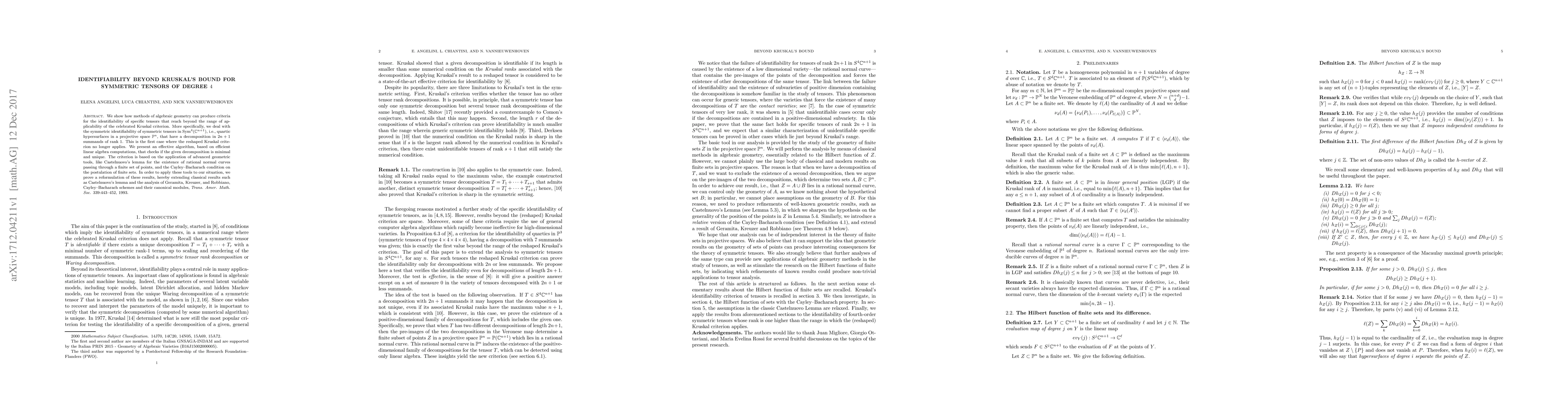 Thumbnail for Identifiability beyond Kruskal's bound for symmetric tensors of degree 4