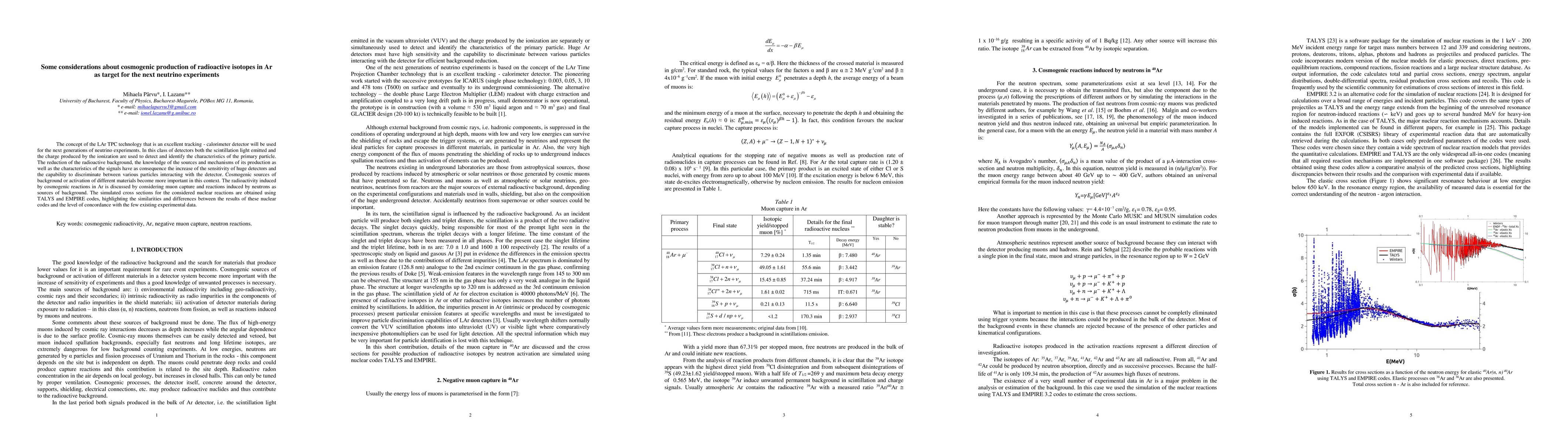 Thumbnail for Some considerations about cosmogenic production of radioactive isotopes
  in Ar as target for the next neutrino experiments