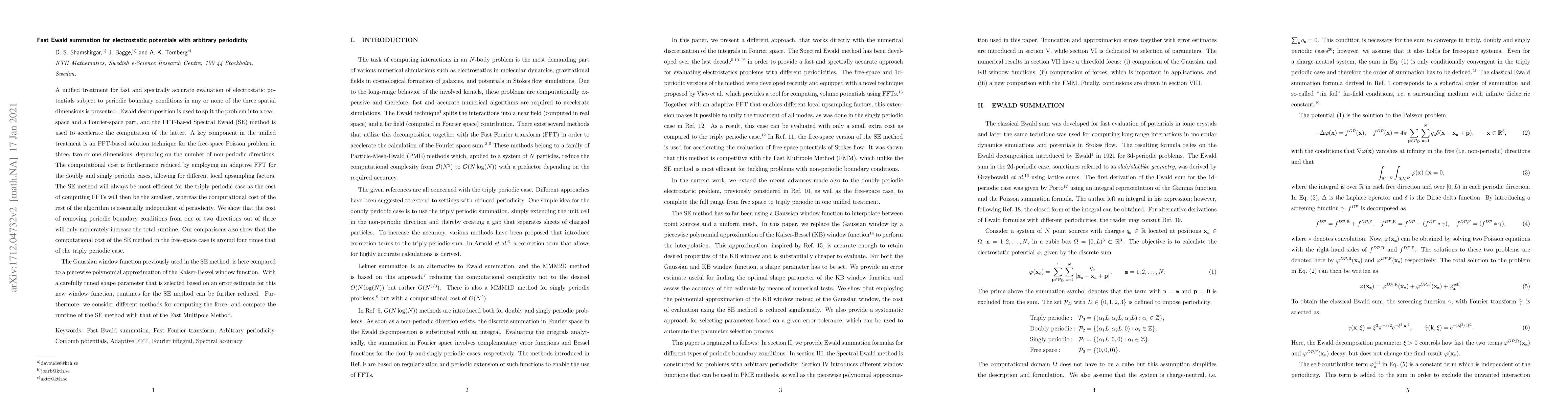Thumbnail for Fast Ewald summation for electrostatic potentials with arbitrary
  periodicity