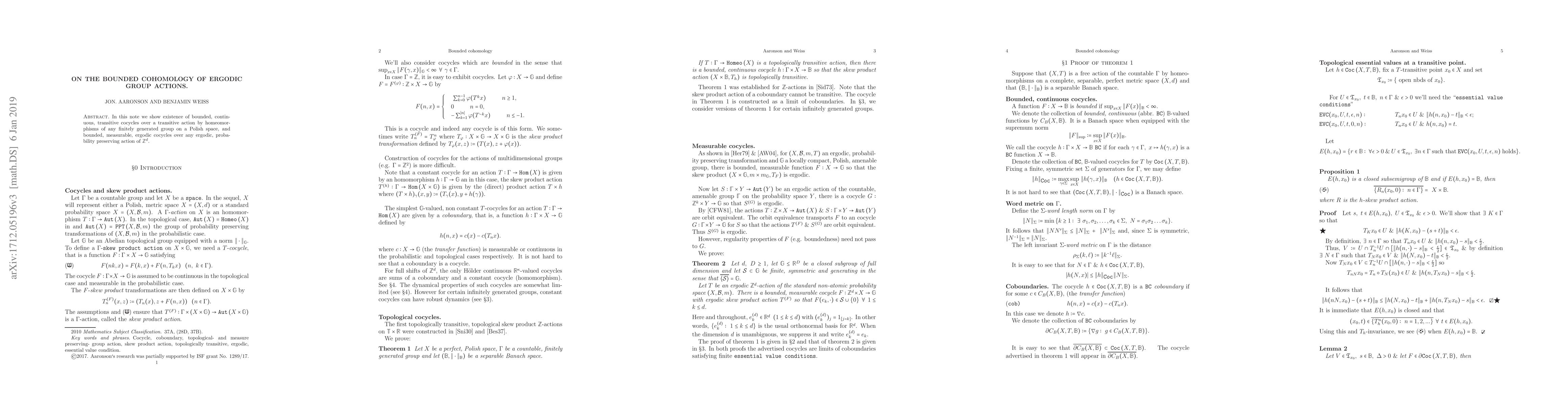 Thumbnail for On the bounded cohomology of ergodic group actions
