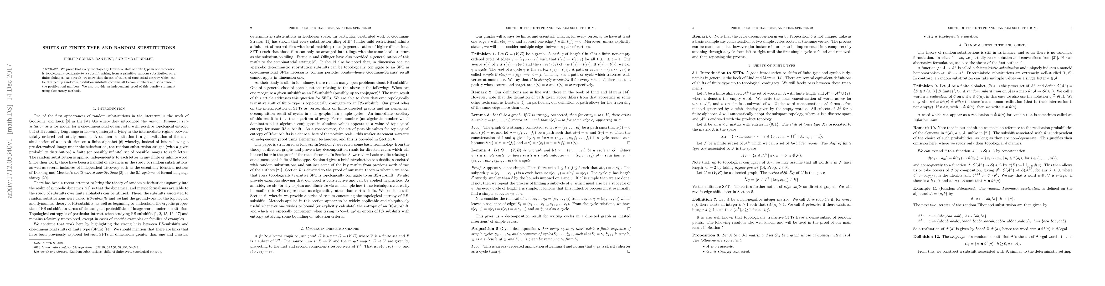 Thumbnail for Shifts of finite type and random substitutions