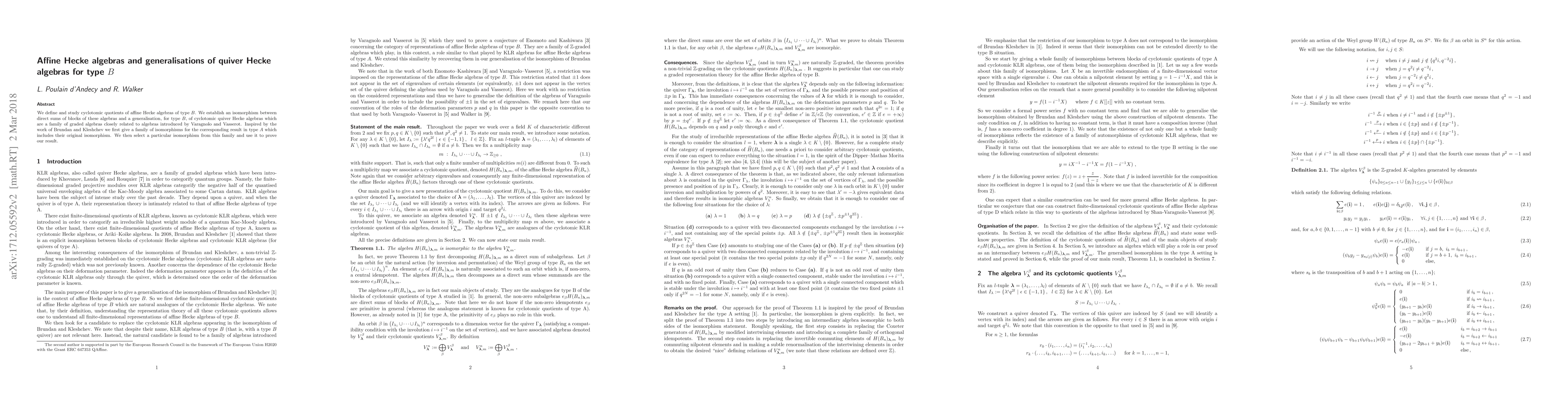 Thumbnail for Affine Hecke algebras and generalisations of quiver Hecke algebras for
  type B