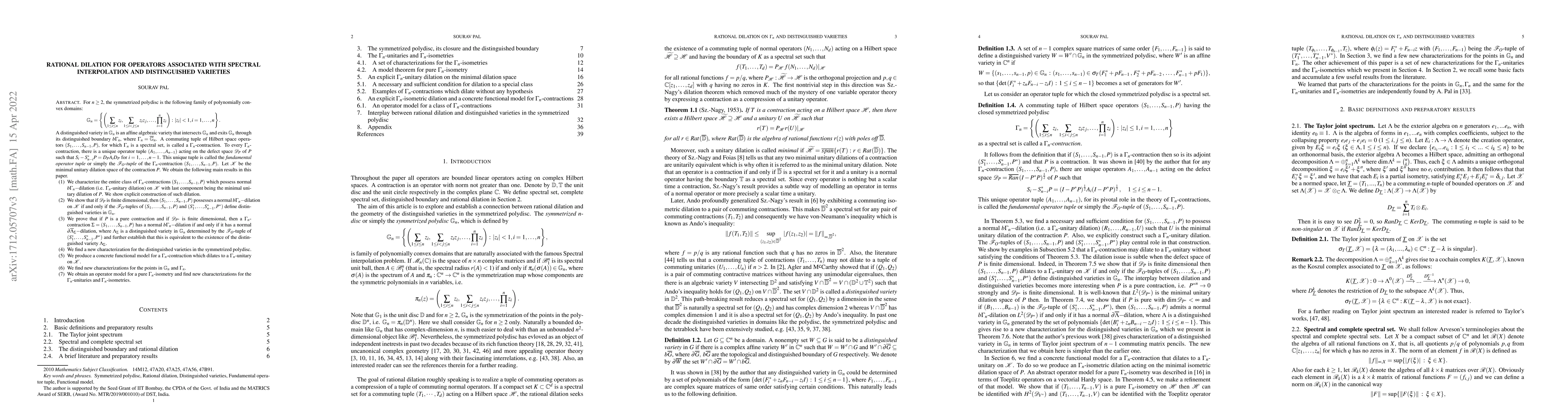 Thumbnail for Rational dilation for operators associated with spectral interpolation
  and distinguished varieties