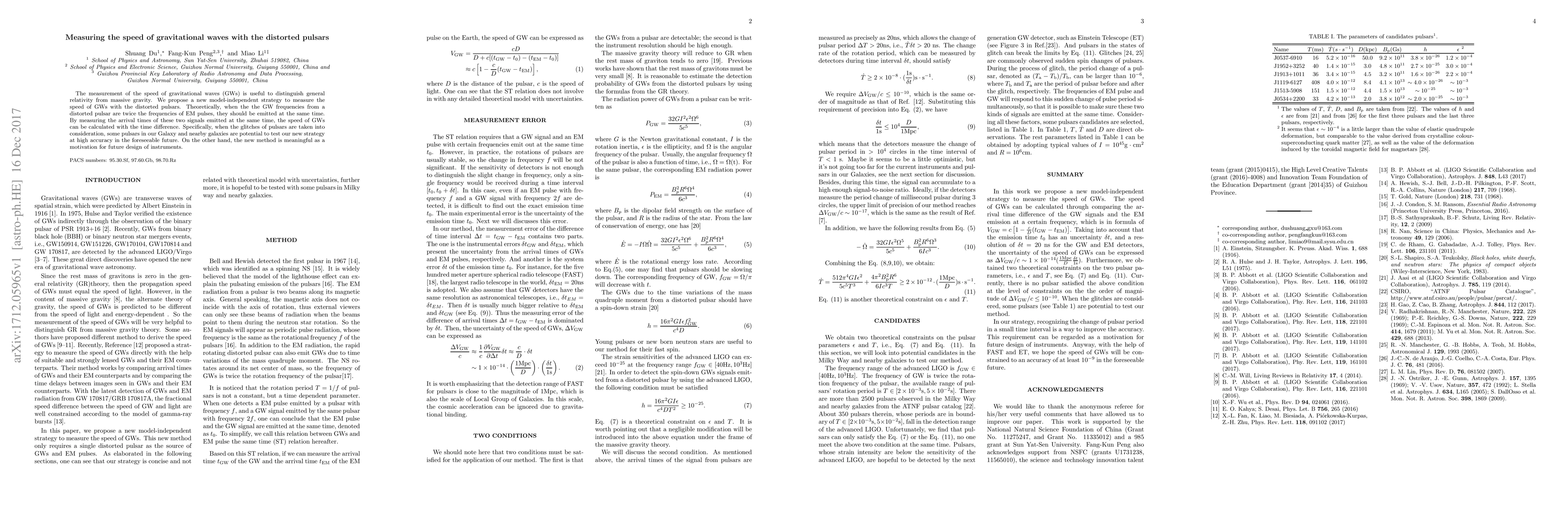 Thumbnail for Measuring the speed of gravitational waves with the distorted pulsars