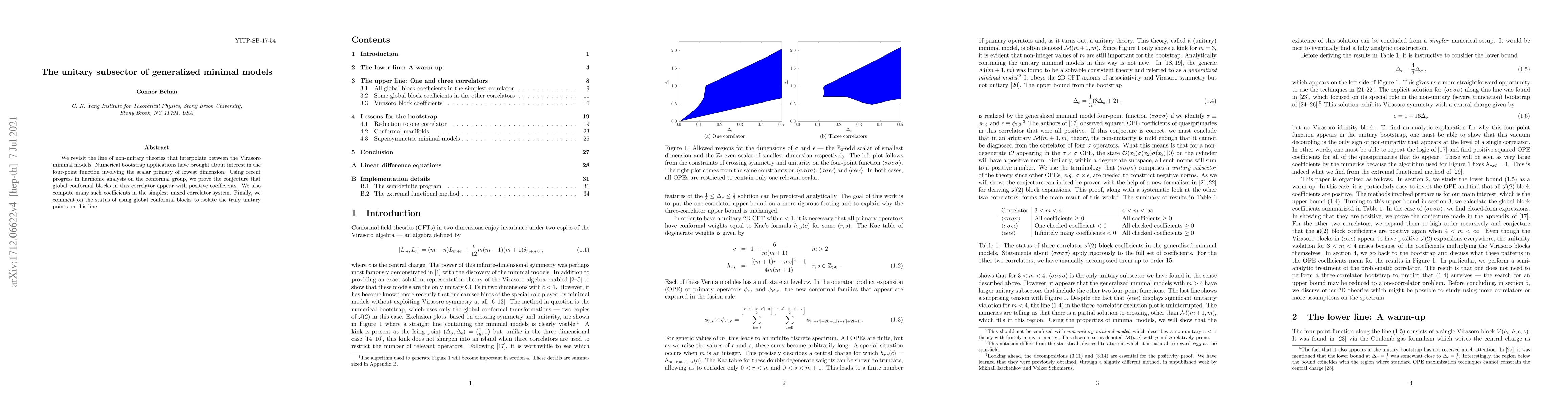 Thumbnail for The unitary subsector of generalized minimal models