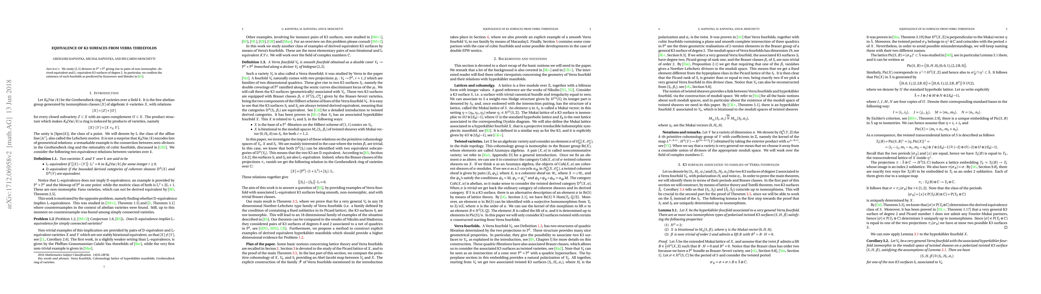 Thumbnail for Equivalence of K3 surfaces from Verra threefolds