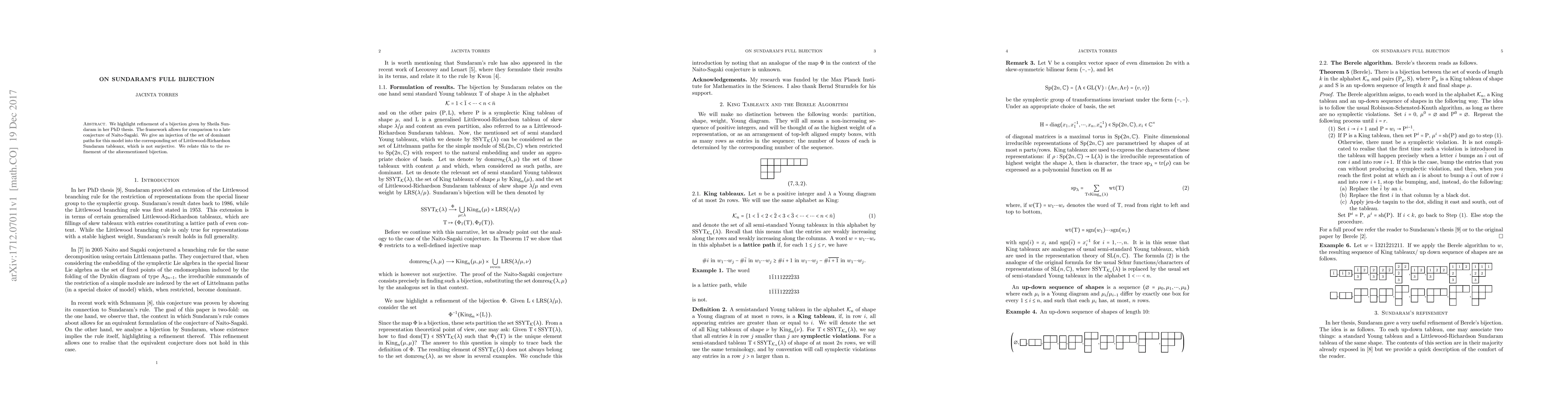 Thumbnail for On Sundaram's full bijection