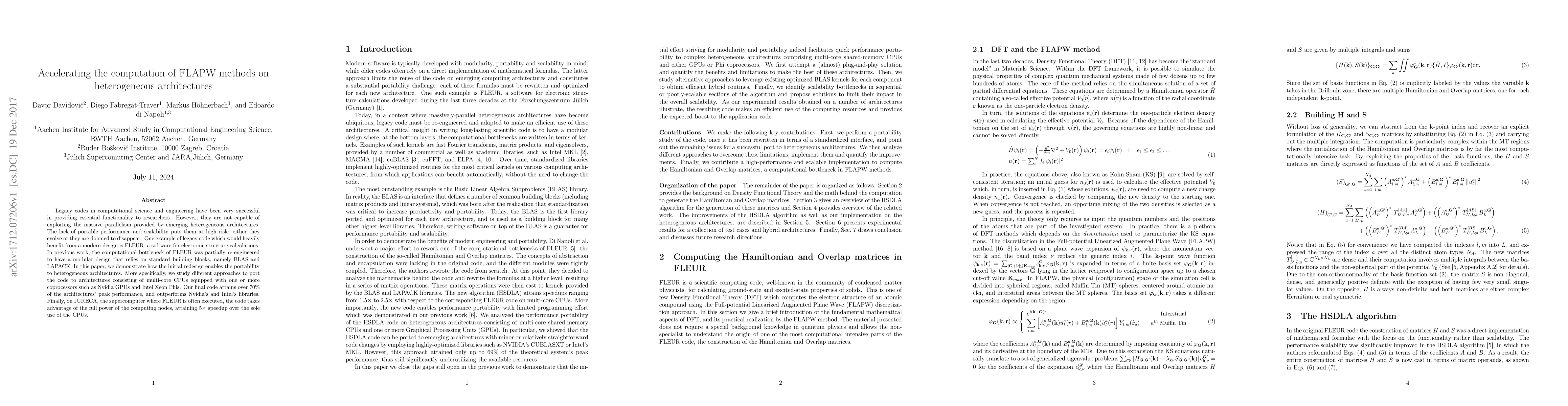 Thumbnail for Accelerating the computation of FLAPW methods on heterogeneous
  architectures