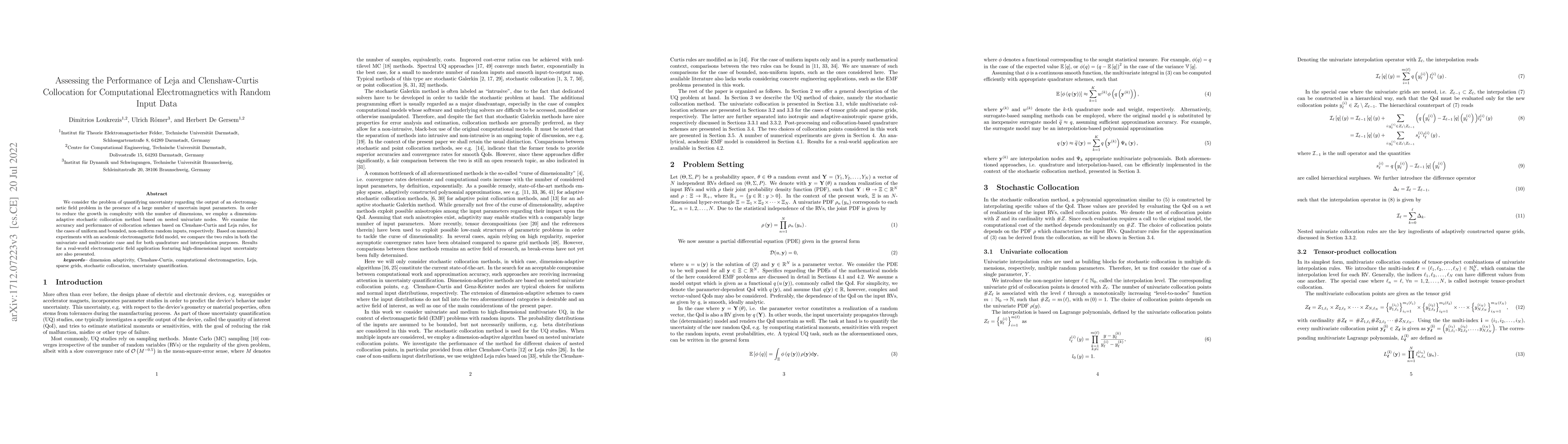 Thumbnail for Assessing the Performance of Leja and Clenshaw-Curtis Collocation for
  Computational Electromagnetics with Random Input Data
