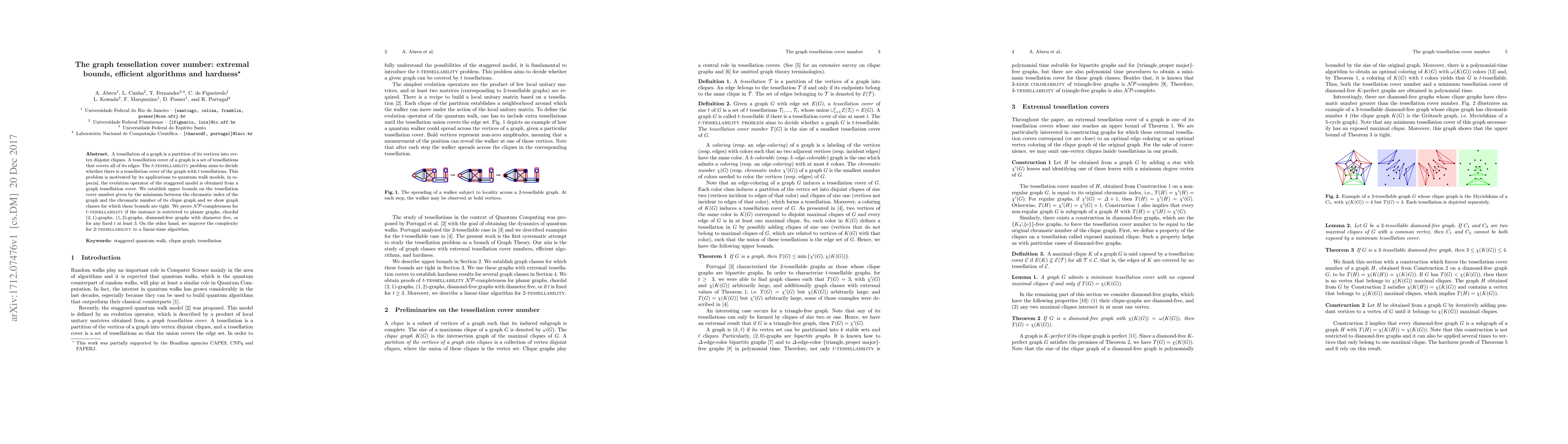Thumbnail for The graph tessellation cover number: extremal bounds, efficient
  algorithms and hardness