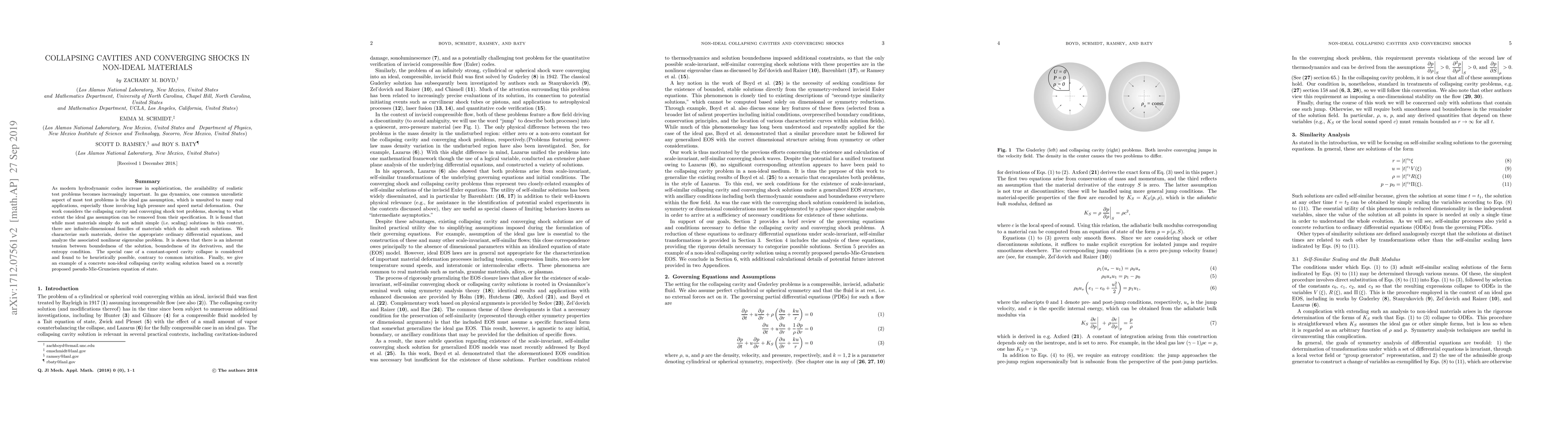 Thumbnail for Collapsing cavities and converging shocks in non-ideal materials