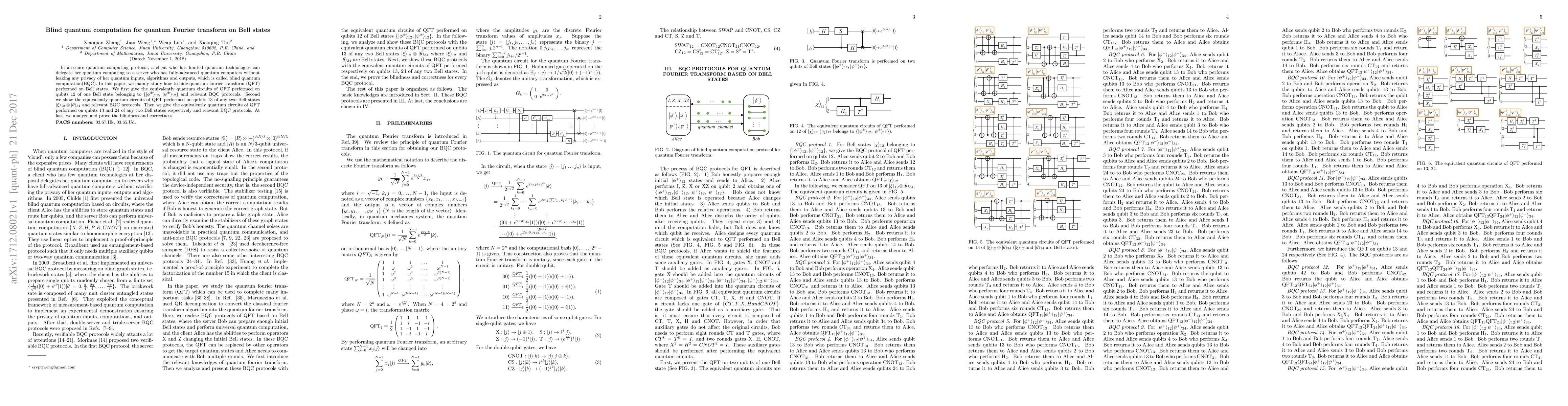 Thumbnail for Blind quantum computation for quantum Fourier transform on Bell states