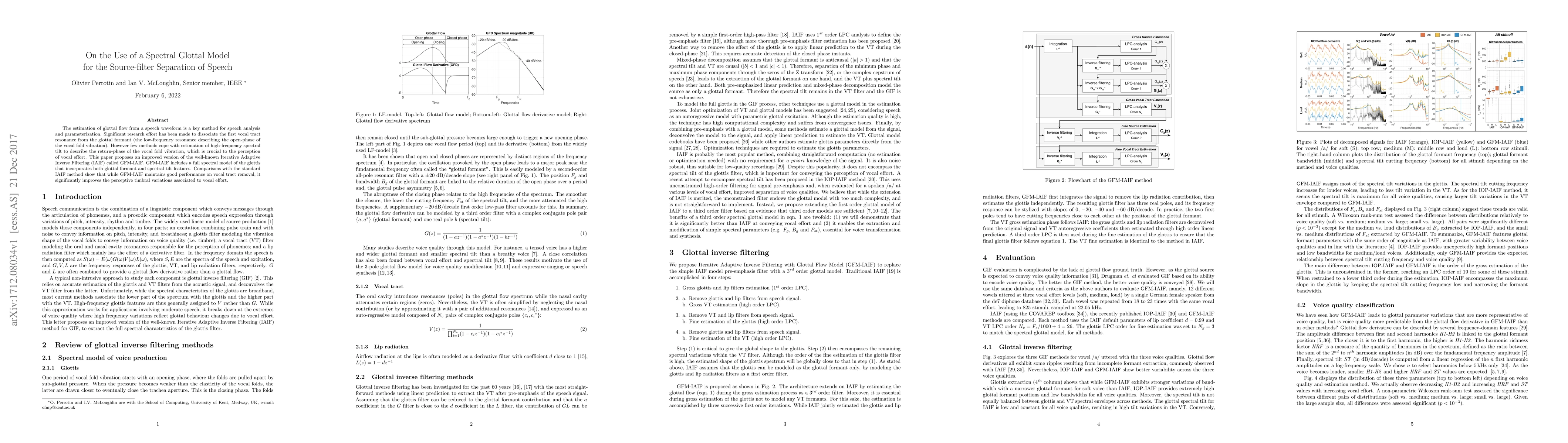 Thumbnail for On the Use of a Spectral Glottal Model for the Source-filter Separation
  of Speech