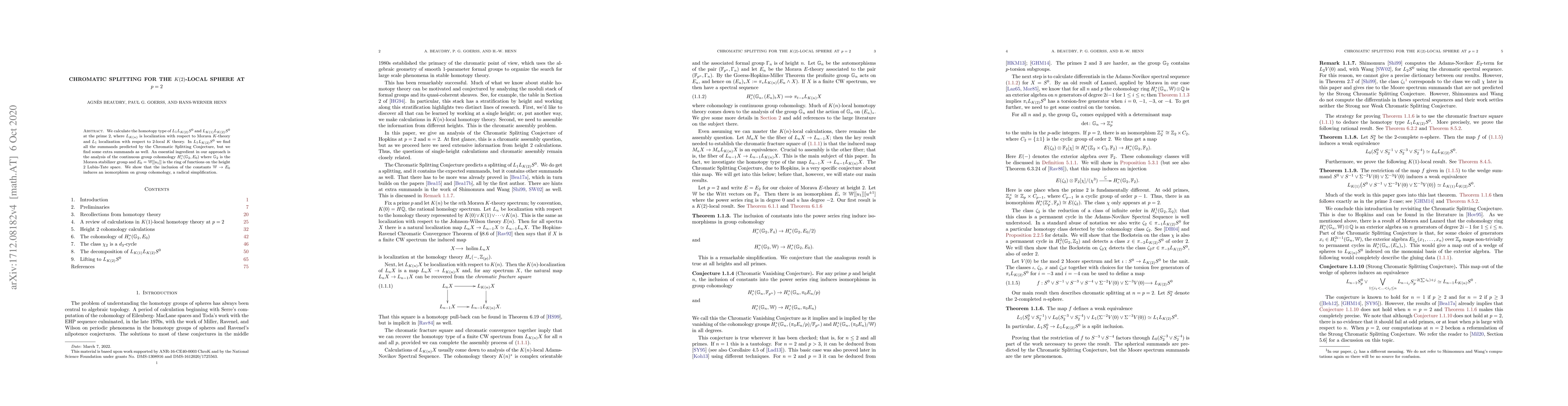 Thumbnail for Chromatic splitting for the $K(2)$-local sphere at $p=2$