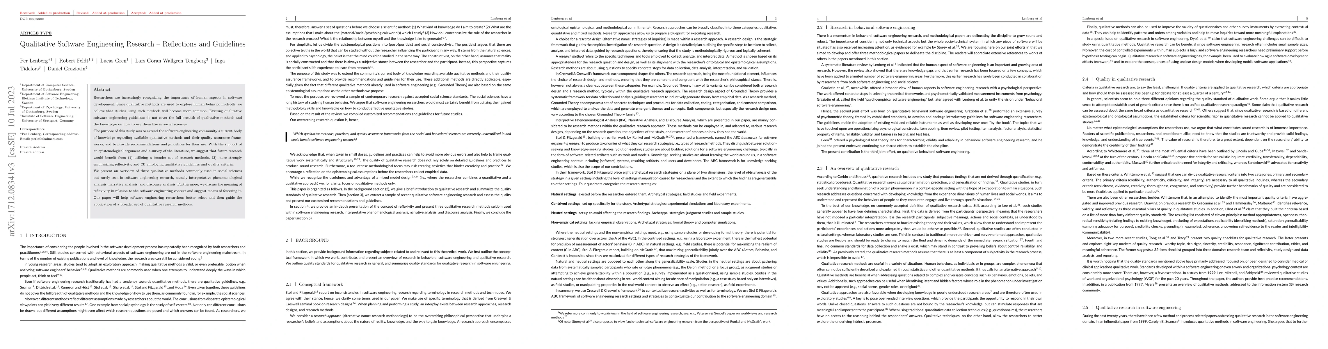 Thumbnail for Qualitative software engineering research -- reflections and guidelines