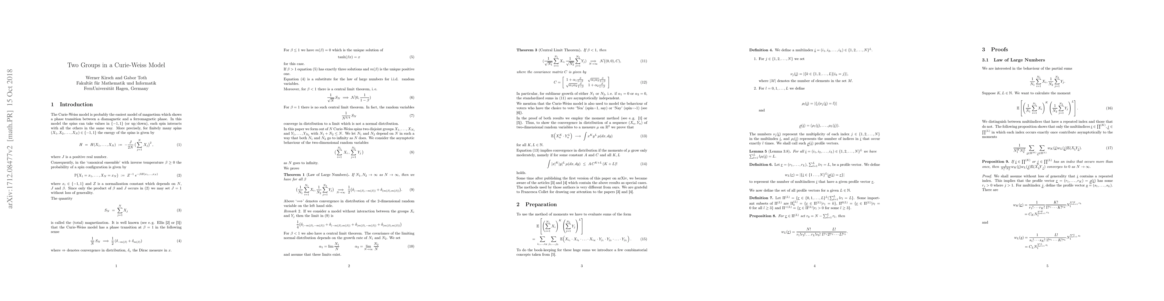 Thumbnail for Two Groups in a Curie-Weiss Model