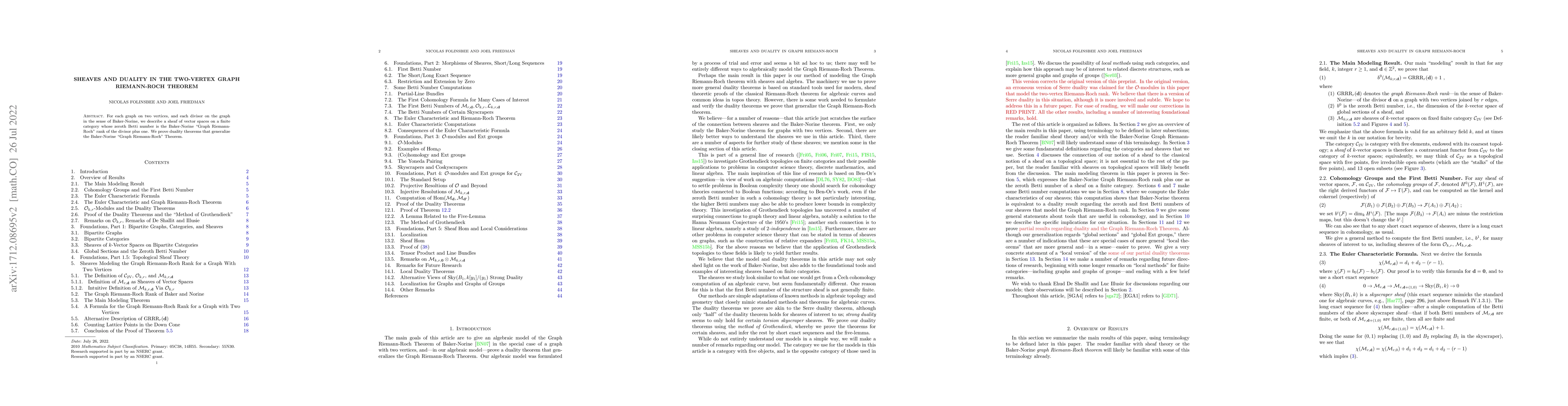 Thumbnail for Sheaves and Duality in the Two-Vertex Graph Riemann-Roch Theorem