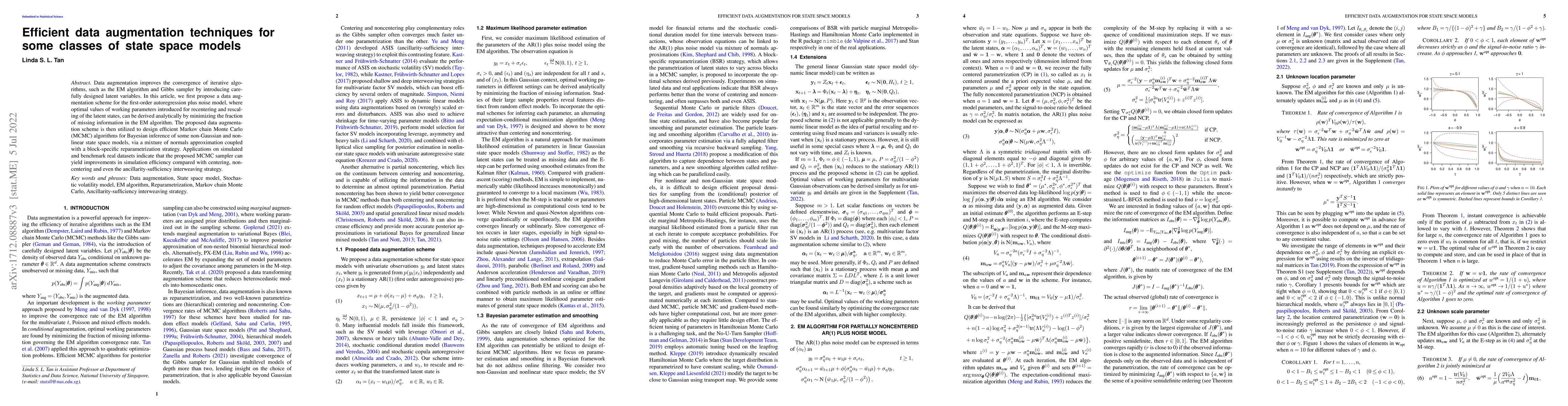 Thumbnail for Efficient data augmentation techniques for some classes of state space
  models