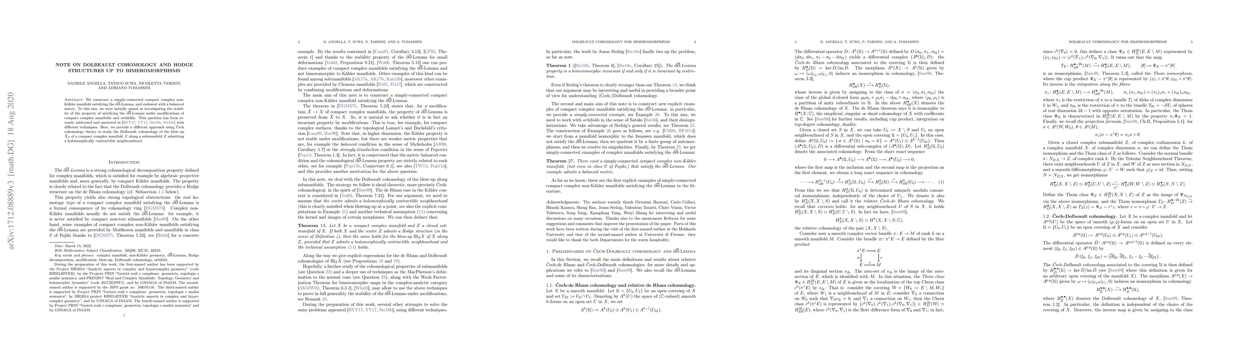 Thumbnail for Note on Dolbeault cohomology and Hodge structures up to bimeromorphisms