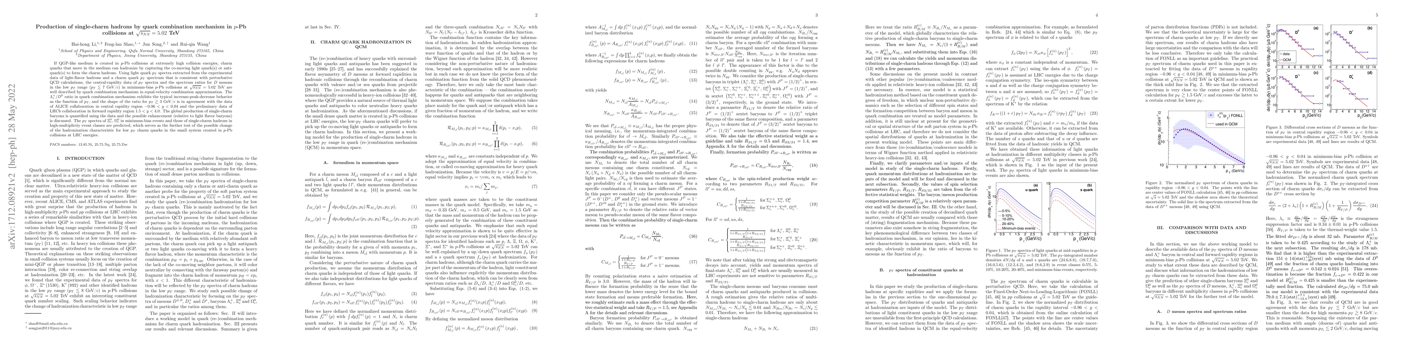 Thumbnail for Production of single-charm hadrons by quark combination mechanism in
  $p$-Pb collisions at $\sqrt{s_{NN}}=5.02$ TeV
