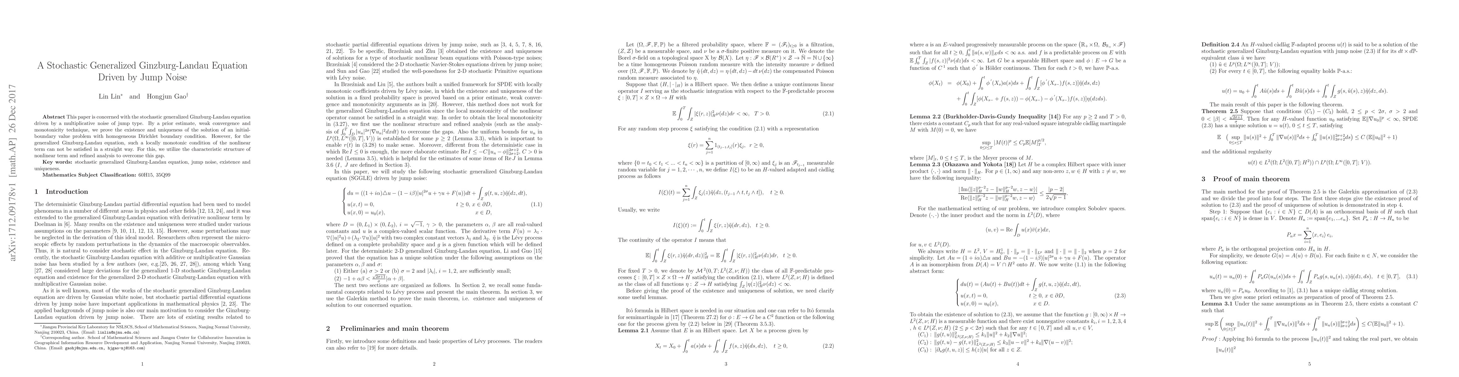Thumbnail for A Stochastic Generalized Ginzburg-Landau Equation Driven by Jump Noise