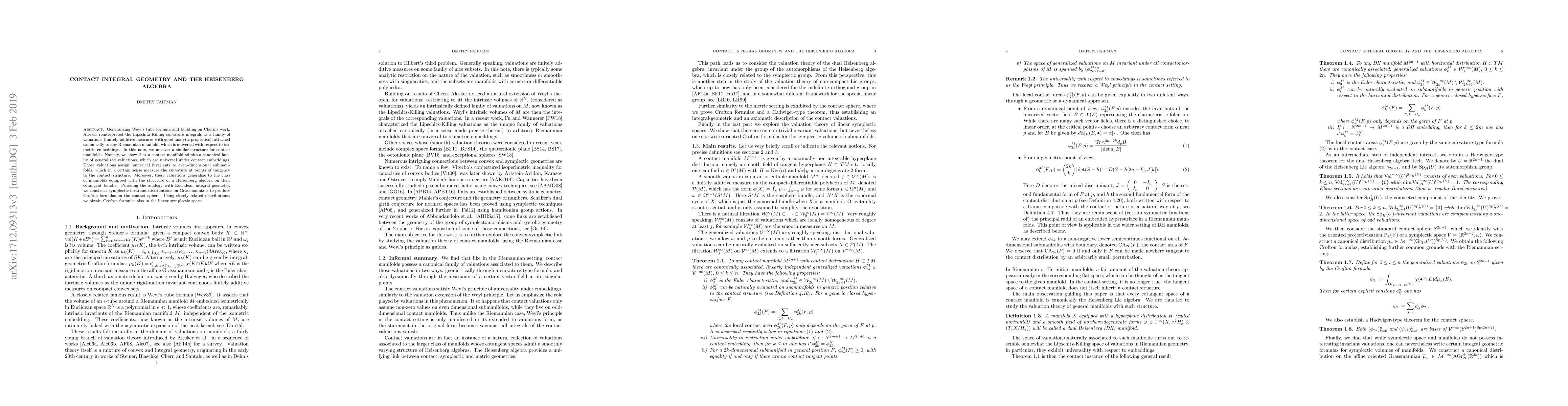 Thumbnail for Contact integral geometry and the Heisenberg algebra