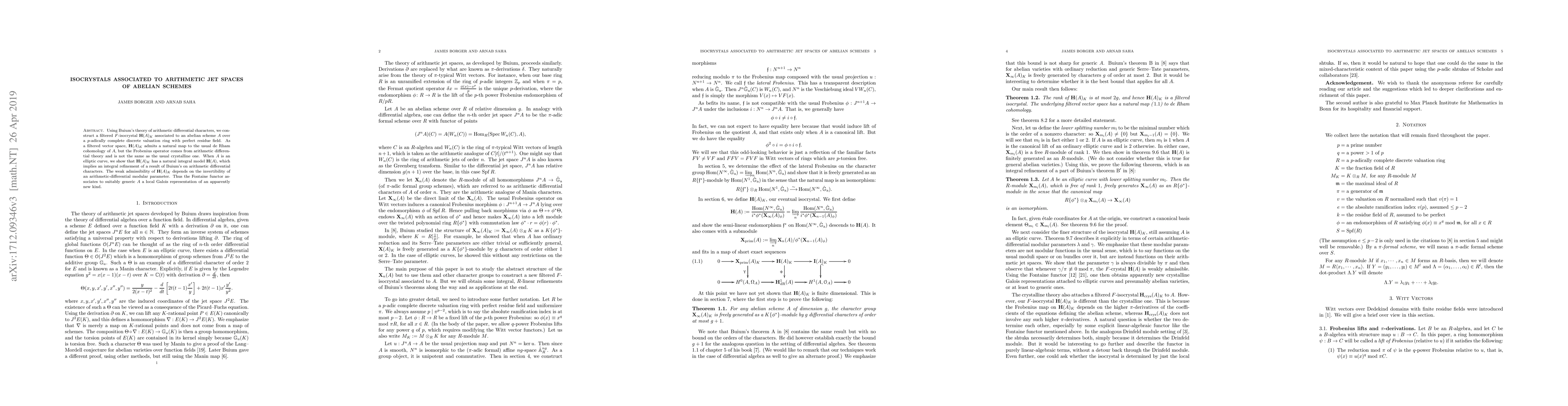 Thumbnail for Isocrystals associated to arithmetic jet spaces of abelian schemes