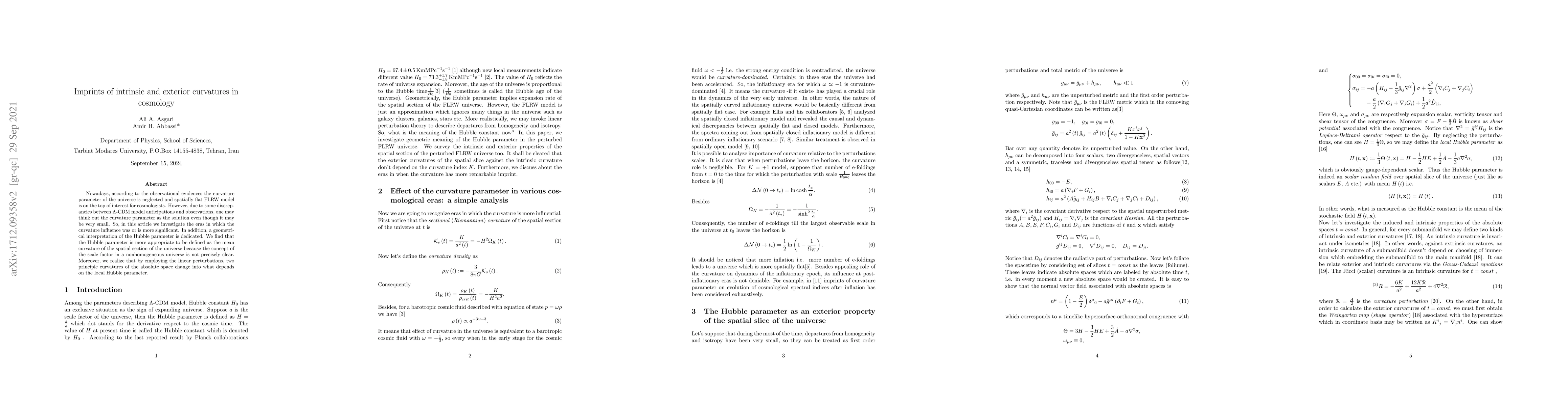 Thumbnail for Imprints of intrinsic and exterior curvatures in cosmology